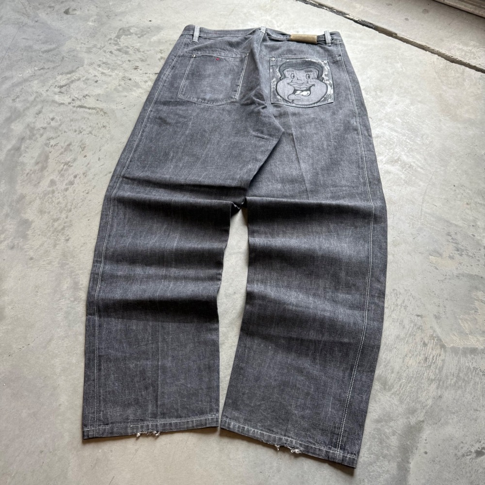 Vintage Platinum FUBU Fat Albert Junkyard Gang Jeans Gray Wide Leg 36x34 90s